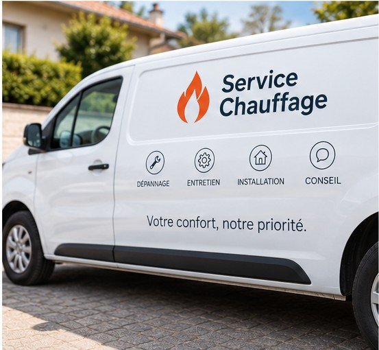 Camionnette Service Chauffage en intervention en Ile-de-France